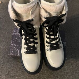 Elegant Cream and Black Ankle Boots